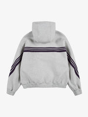 Striped Patchwork Boxy Fit Zip-Up Hoodie