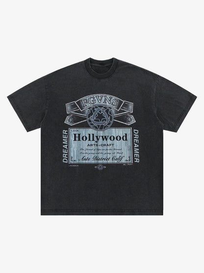Vintage-Inspired Graphic Washed T-Shirt 