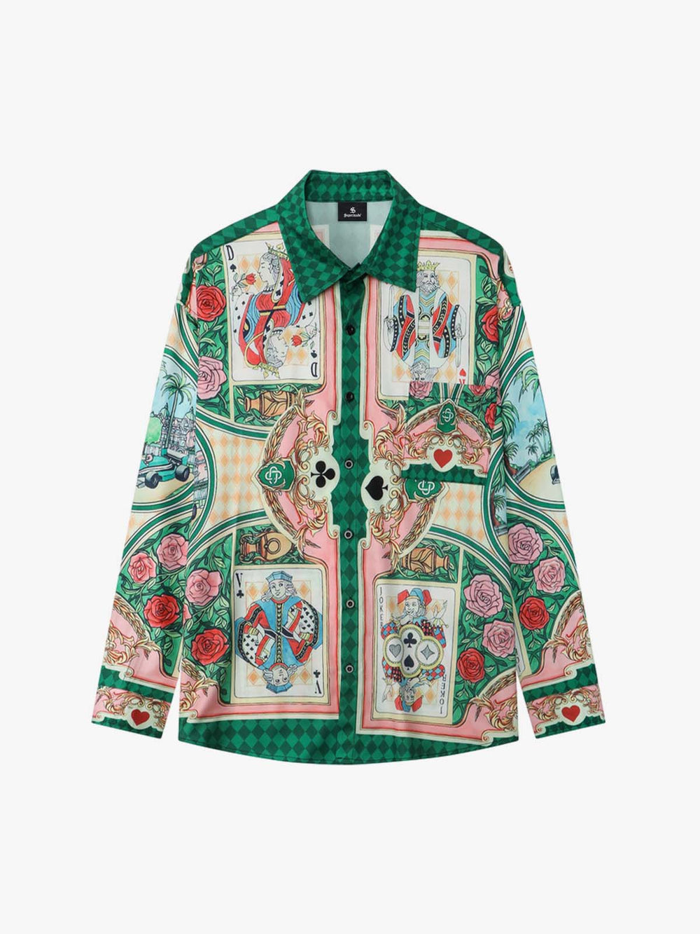 Chemise hawaïenne à motif de cartes à jouer