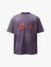 Heraldic Lion Acid-Wash Jersey T-Shirt 
