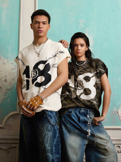 Supermade Camouflage Thorn Print Sleeveless T-Shirt 