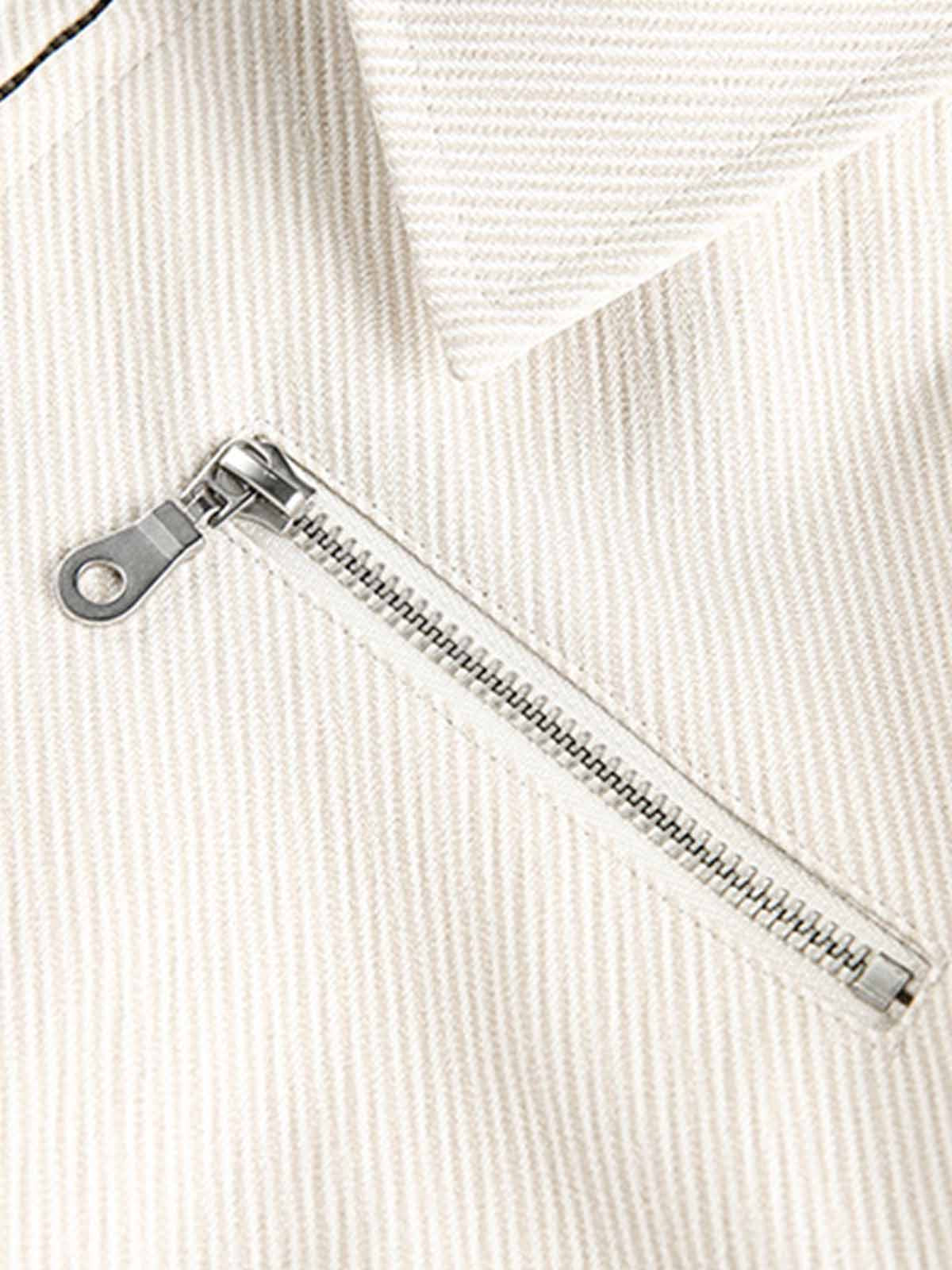 Pleated Back Sleeve Zip Up Jacket