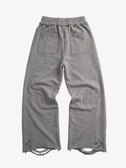 Asymmetrical Logo Embroidered Pants
