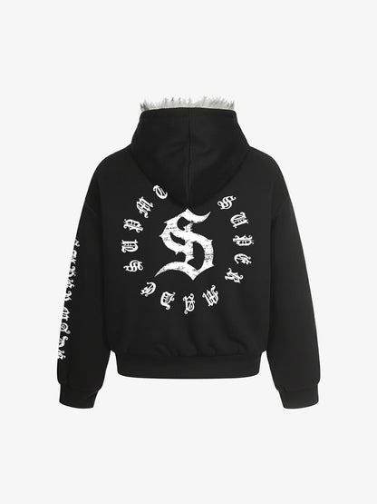 Stylish Graphic Hoodie with Faux Fur Trim for All-Season Wear 