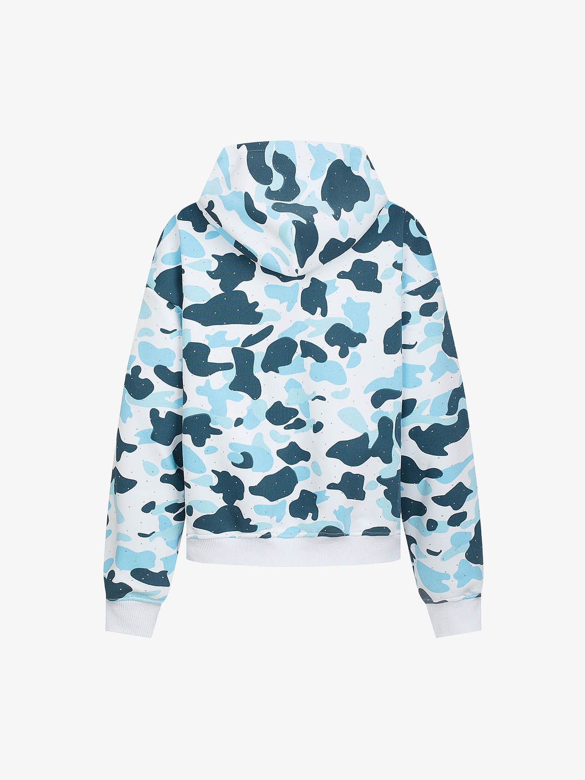 Rhinestone Camo Chunky Zip Boxy Fit Zip-Up Hoodie