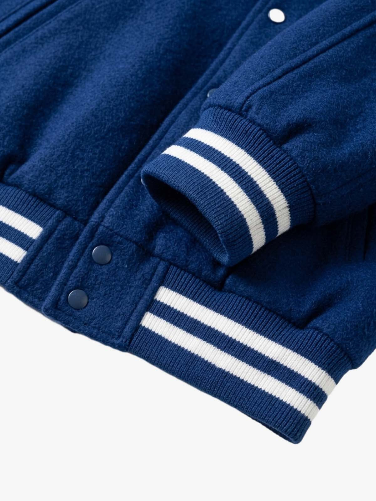 Crest Graphic Contrast-Hood Varsity Jacket