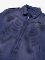 Washed Haze Blue Patch Bomber Jacket; Gray Blue / S, Gray Blue / M, Gray Blue / L, Gray Blue / XL, Gray Blue / 2XL