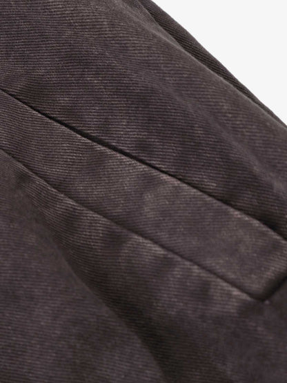 Washed Cotton Hooded Duffle Jacket with Metal Snap Buttons and Ribbed Hem 