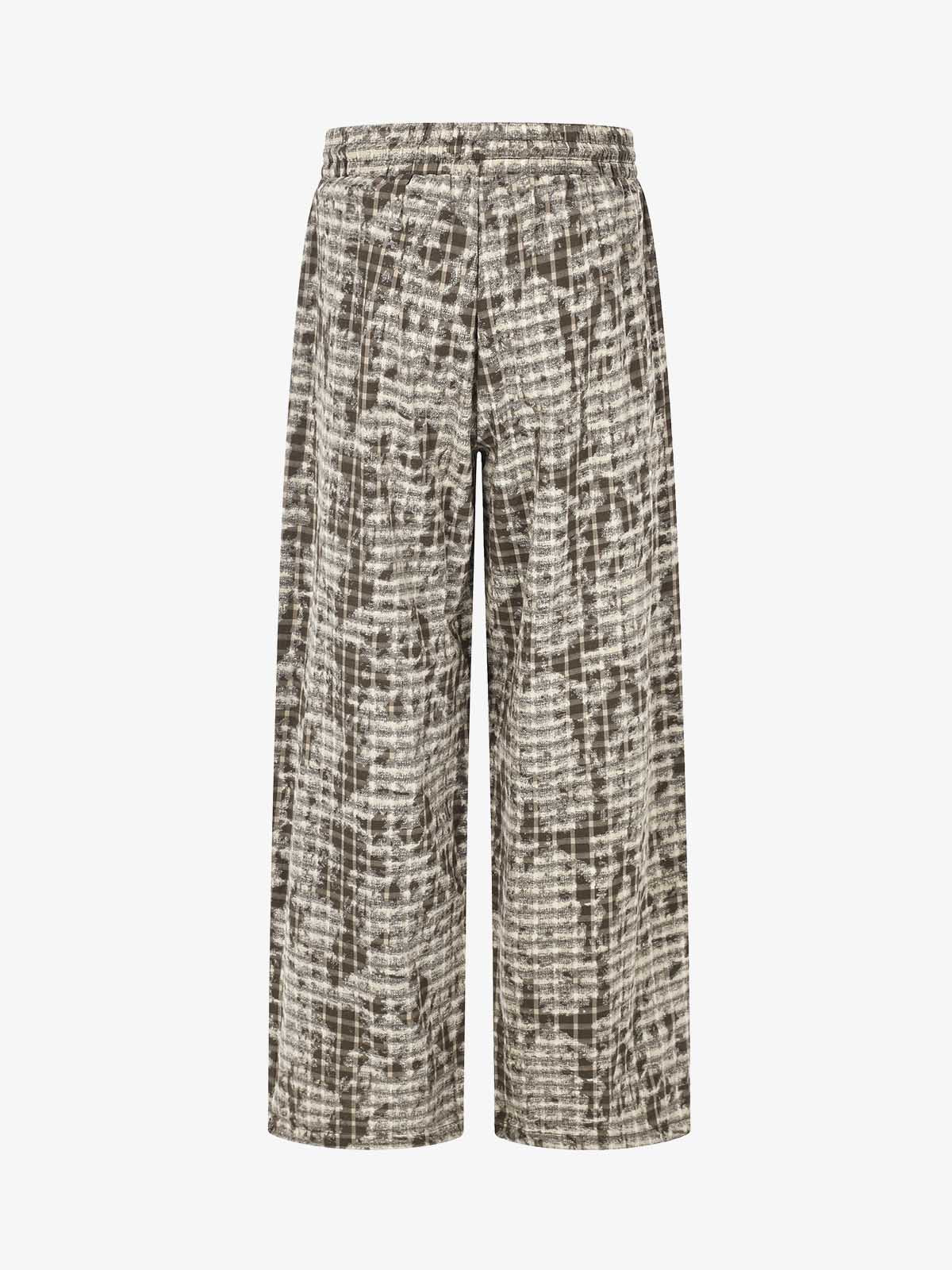 Distressed Plaid Casual Trousers