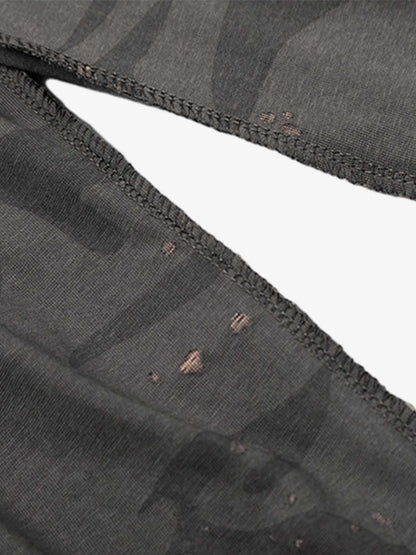 Cotton Blend Camouflage Long Sleeve Shirt with V-Neck and Embroidered Logo for Men and Women 