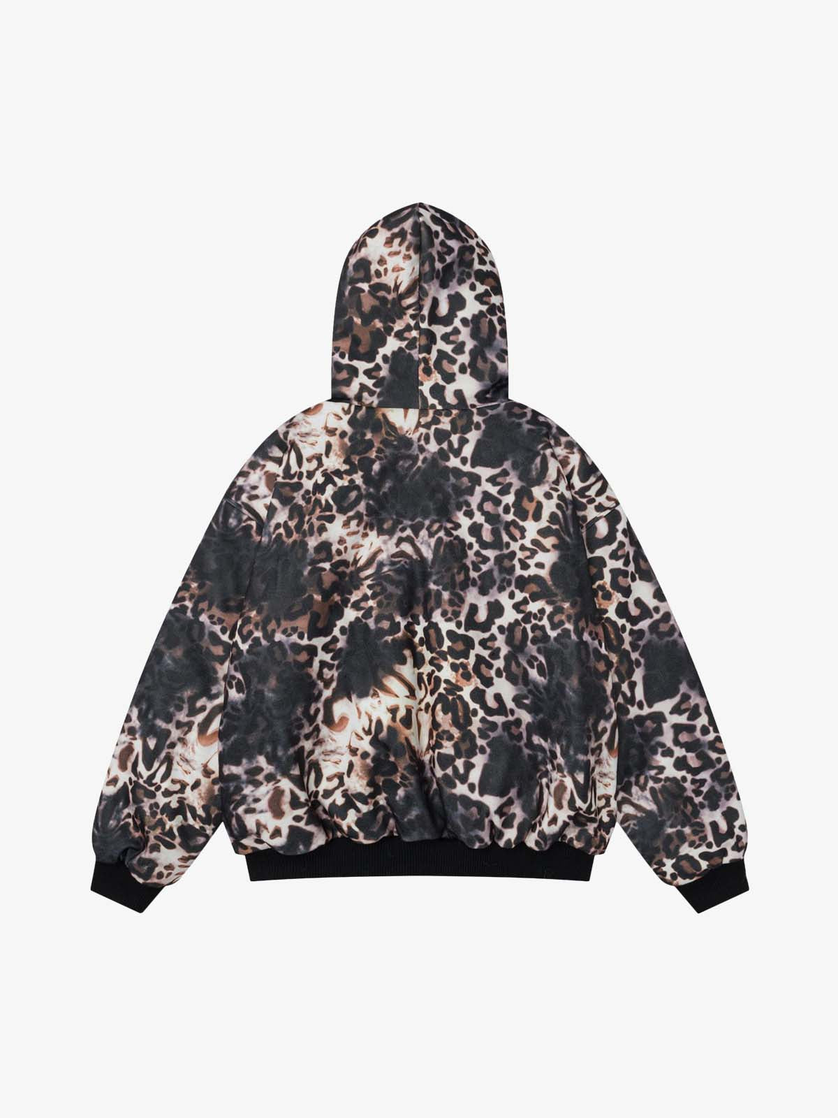 Leopard Print Hooded Bomber Jacket with Faux Fur Trim - Trendy and Stylish for All Seasons 