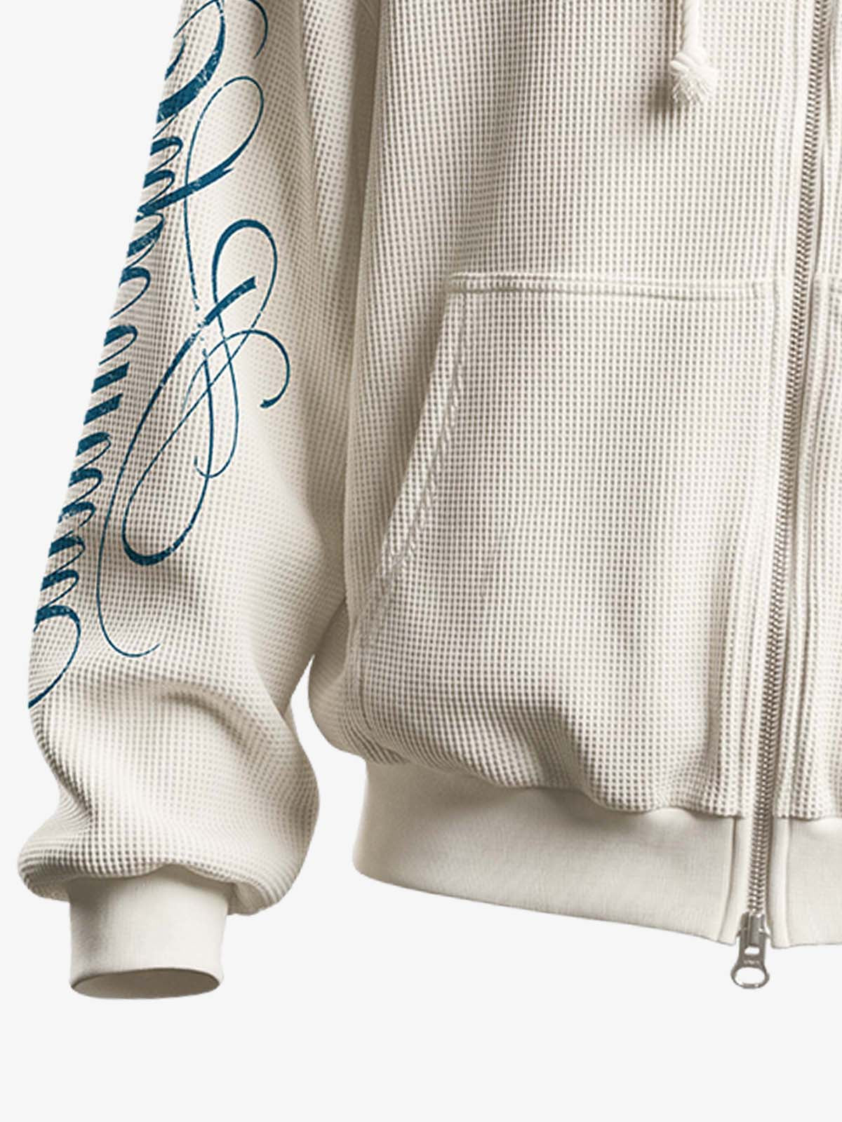 Waffle Knit Hooded Sweatshirt