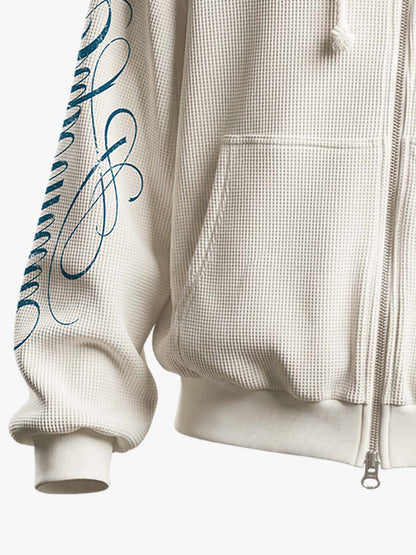 Waffle Knit Hooded Sweatshirt