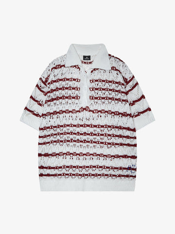 Retro Open-Knit Polo Shirt 