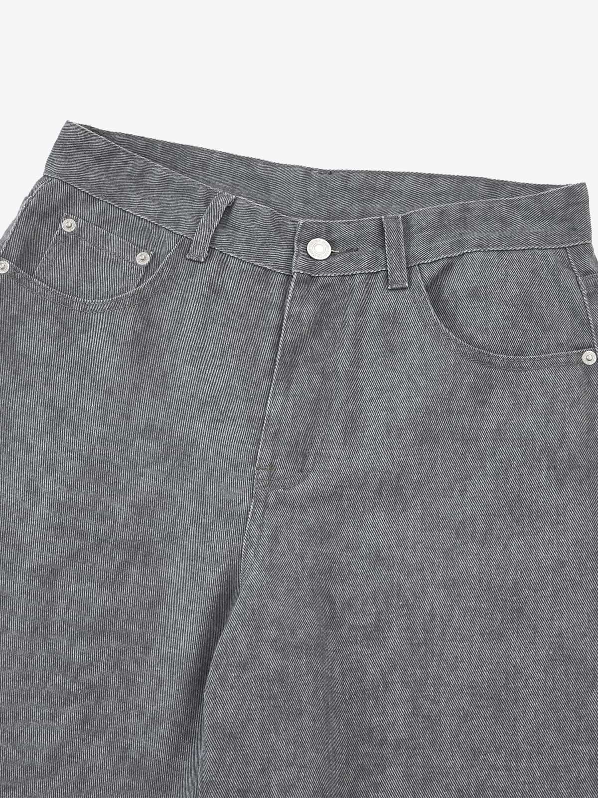 Retro Distressed Washed Texture Wide-Leg Pants 