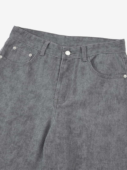 Retro Distressed Washed Texture Wide-Leg Pants 