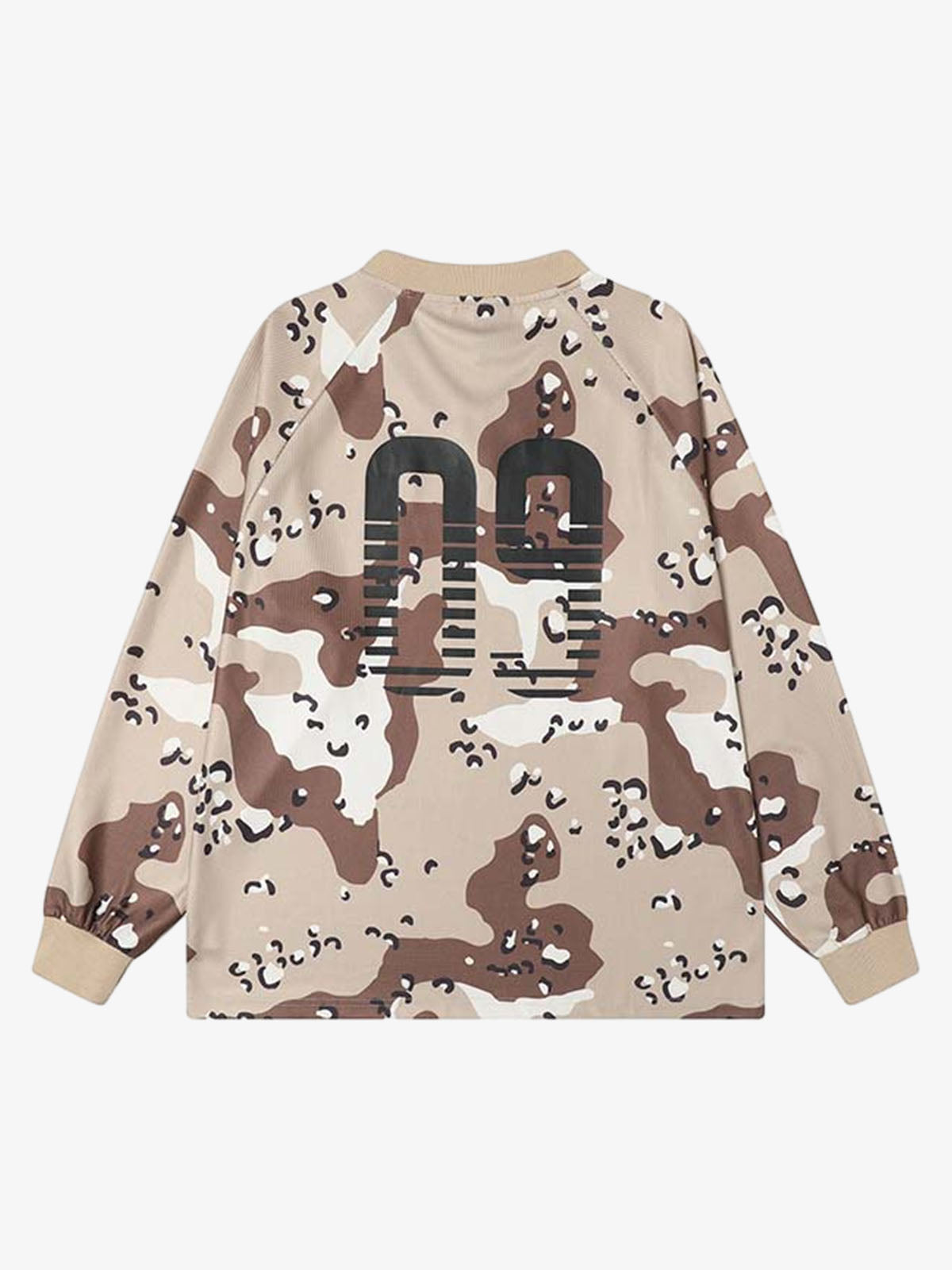 Camouflage Alphanumeric Print Long-sleeved T-shirt 