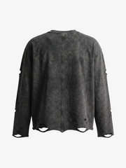 Besticktes, zerrissenes, abgenutztes Langarmshirt