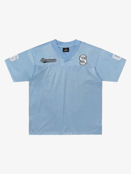 Supermade Classic Blue Embroidered Jersey Pattern Customization 