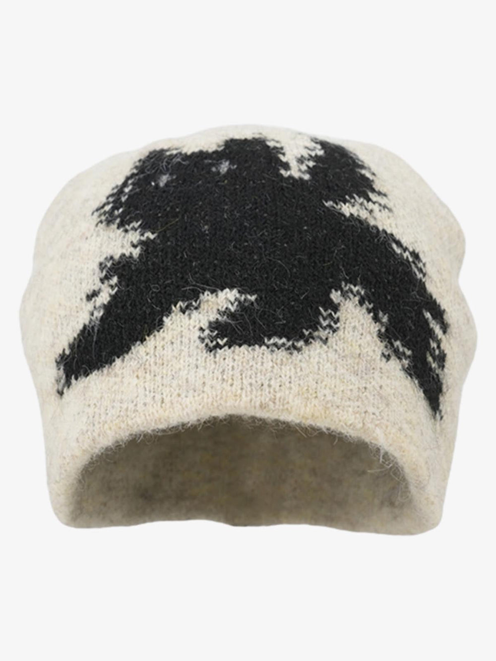 Vintage Fuzzy Cat Pattern Knit Beanie Hat 