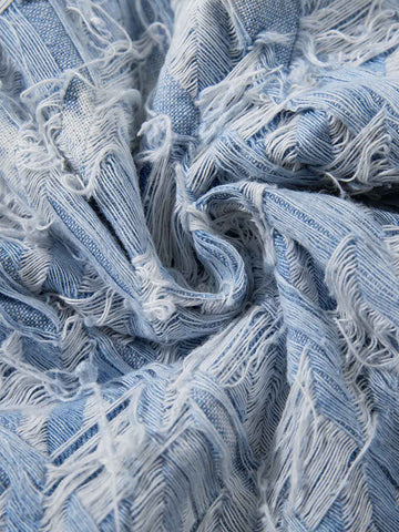 Distressed Frayed Textured Denim Jeans 