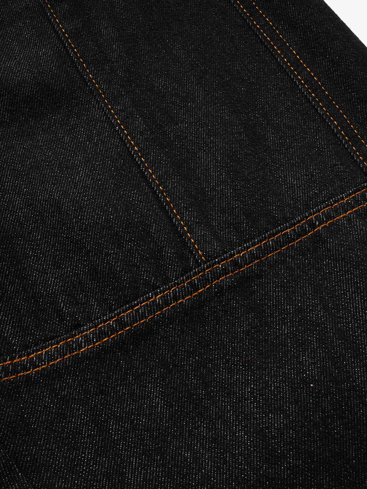 Napoleon Cord Embroidery Barrel Baggy Jeans