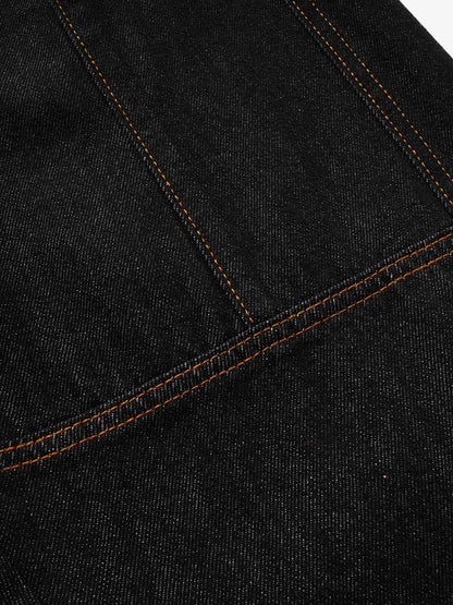 Napoleon Cord Embroidery Barrel Baggy Jeans