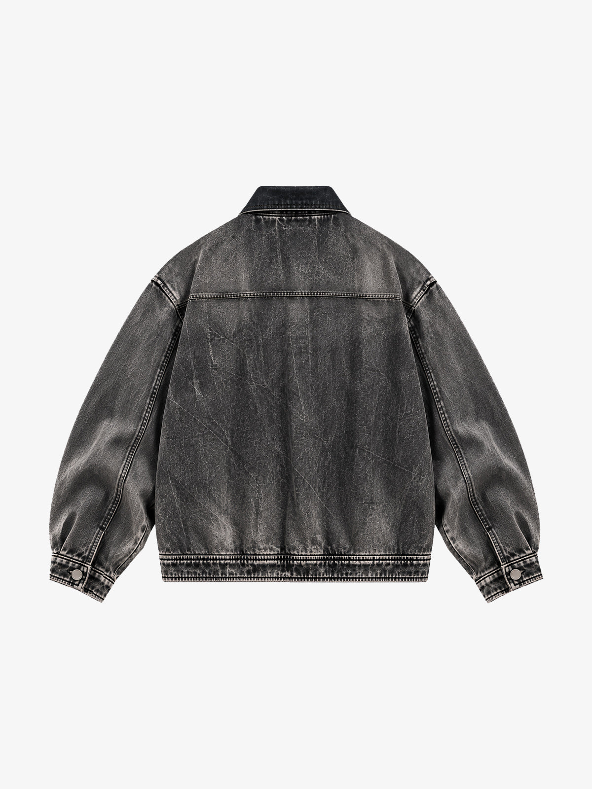 Vintage Washed Denim Graphic Print Oversized Jacket