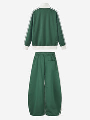 Star Embroidered Color Block Striped Heavyweight Tracksuit