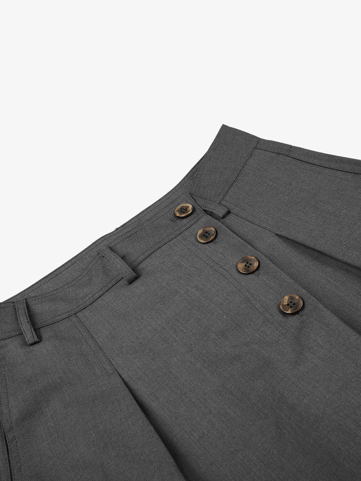 Multi-Button Diagonal-Placket Tailored Shorts