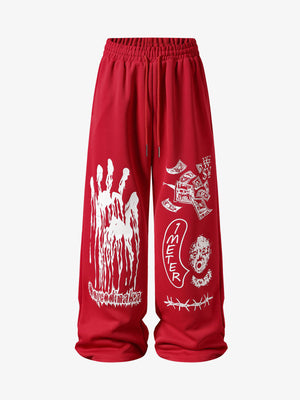 Dark Graphic Print Sweatpants 