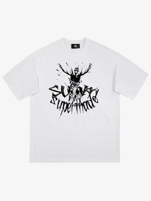THE SUPERMADE TRENDY STREET OLD-FASHIONER SKULL PRINT T-SHIRT 