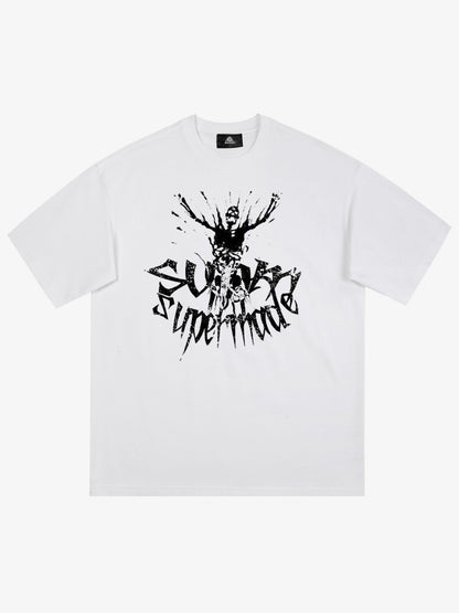 THE SUPERMADE TRENDY STREET OLD-FASHIONER SKULL PRINT T-SHIRT 