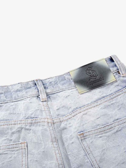 Gradient Wash Jacquard Denim Jeans 