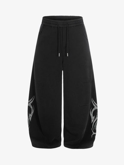 Thorns Graphic Distressed Washed Baggy Barrel Sweatpants