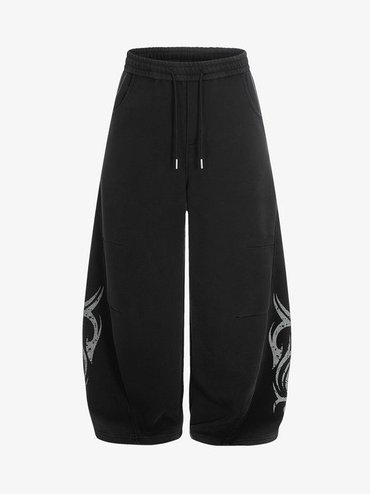 Thorns Graphic Distressed Washed Baggy Barrel Sweatpants
