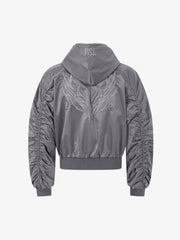 Embroidered Quilted Hooded Windbreaker Jacket