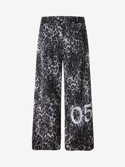 Stylish Leopard Print Wide-Leg Pants with Unique Graphic Design 
