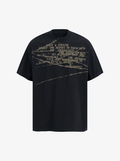 Street Retro Classic Flowing Letter Print T-shirt 