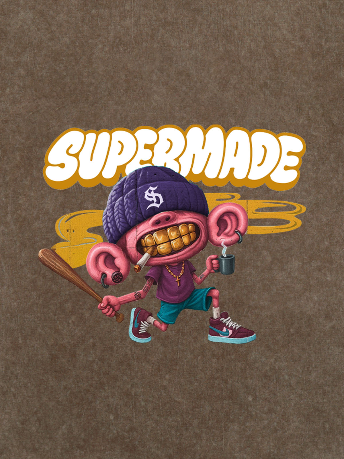 Thesupermade Cartoon Graffiti Baseball Cool Boy T-shirt 