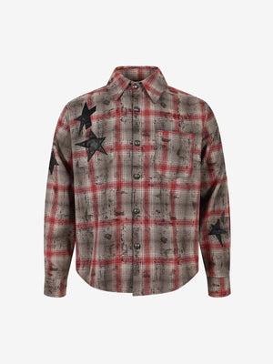 Distressed Star Applique Long Sleeve Shirt