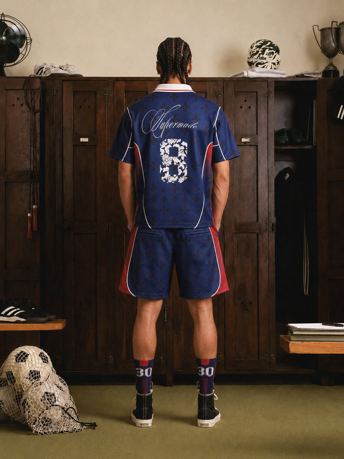 French Style Fleur-de-Lis Print Patchwork Custom Jersey Set - 2623 