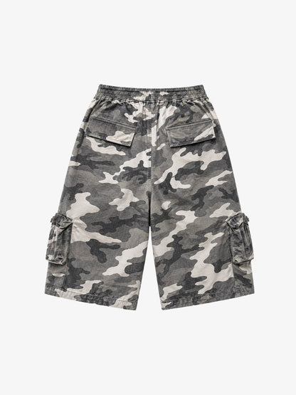 Plaid Multi-Pocket Washed Cropped Utility Pants