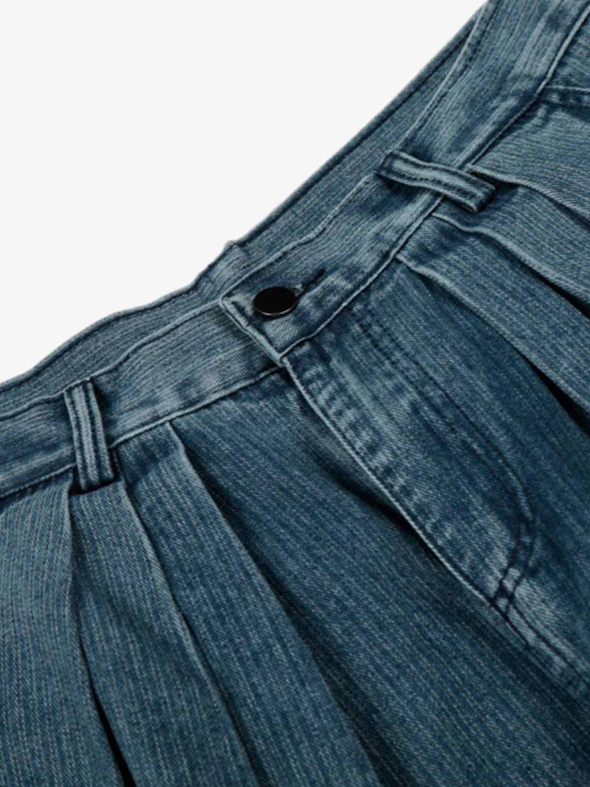 High Waist Pleated Wide Leg Jeans