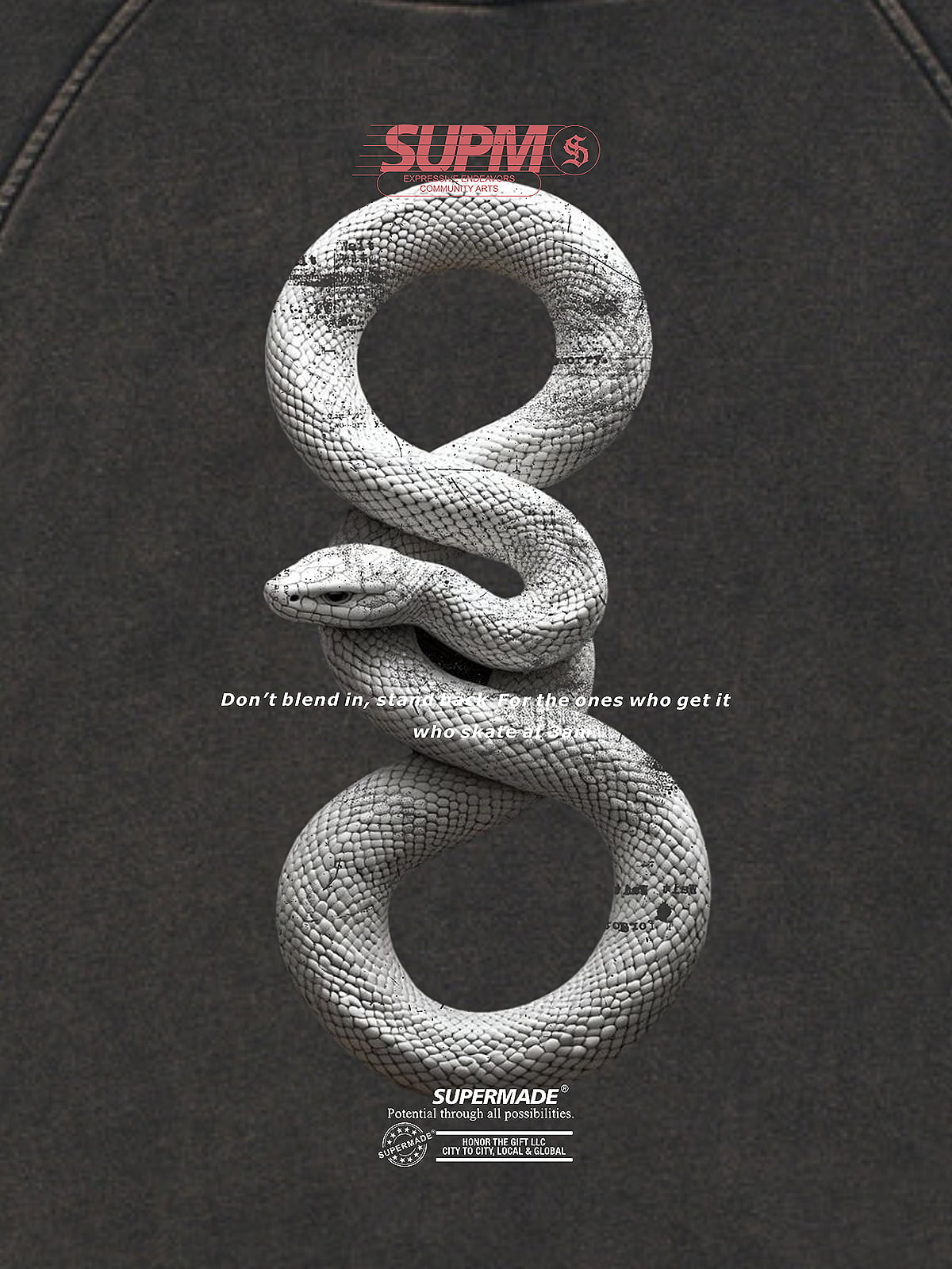 Oversized Snake Graphic Hoodie with Bold Print Design 