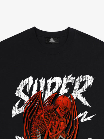 Street Angel and Devil Hatching Pattern T-shirt 