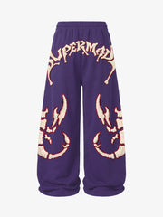 Scorpion Skeleton Terry Embroidered Wide-Leg Sweatpants