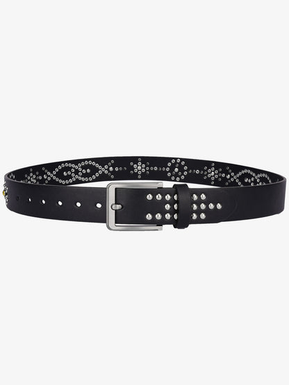 Stylish Studded Leather Belt with Colorful Gem Accents for Men 