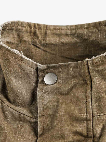 Washed Stand Collar Multi Pocket Jacket