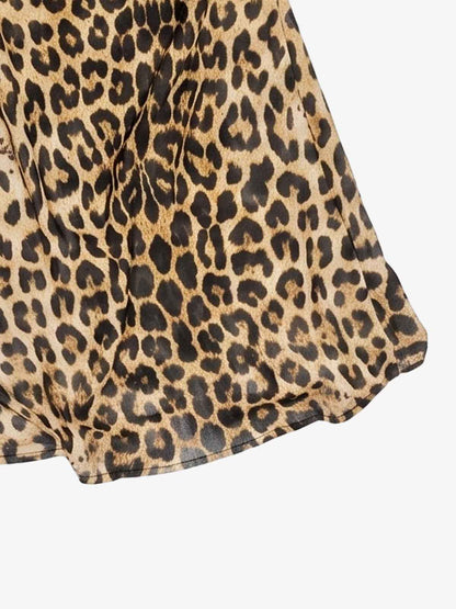 Leopard Cowl Neck Tie-Back Backless Vest